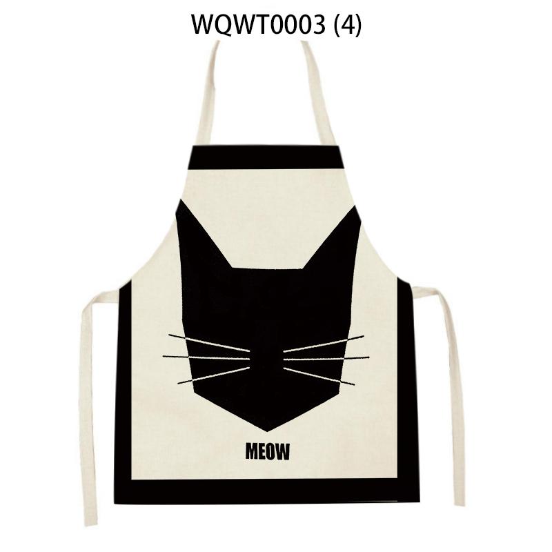 Cartoon Cute Cat Printed Sleeveless Apron Black Kitchen Apron Women Cooking Apron Home Baking Antifouling Antifouling Bib