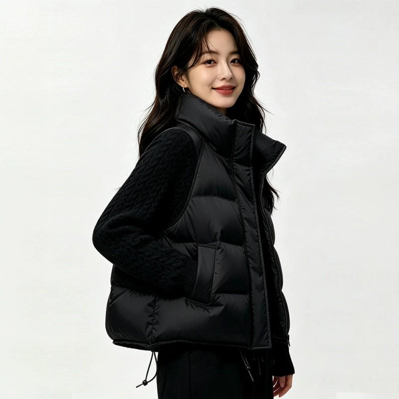 Womens Short Puffer Coat 2026 Warm Cotton Jacket Stand Collar Loose Fit Long Sleeve A-Line Outerwear
