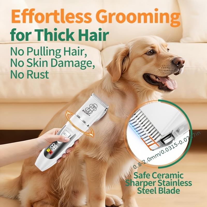 Rechargeable pet grooming kit with adjustable comb, low noise