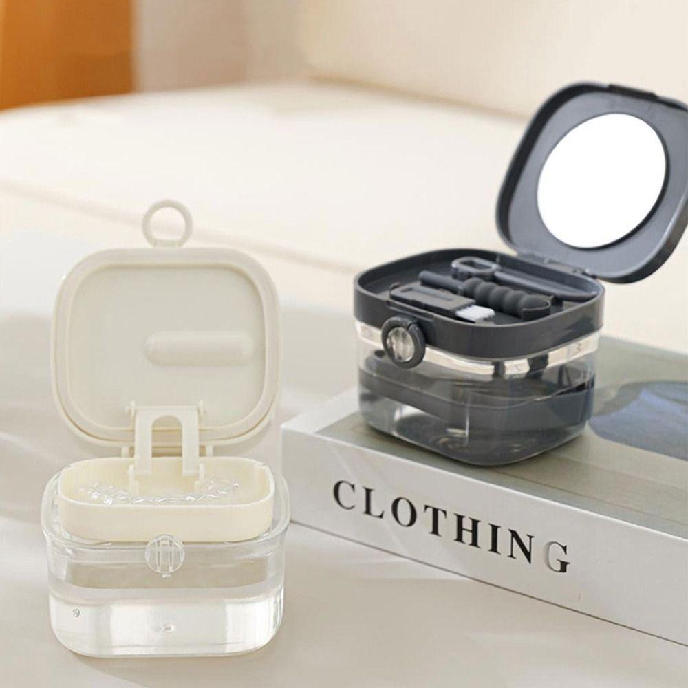 Portable Denture Soaking Cleaning Box Universal Cleaning Tooth Storage Case Dentistry Supplies