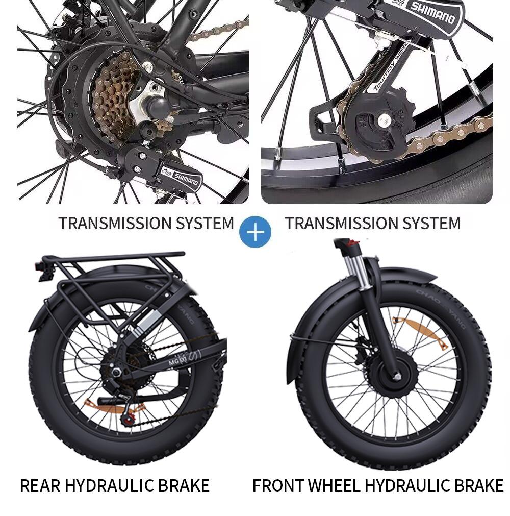 Новинка 2024 года, горный электровелосипед H20 Pro, 2000 Вт, мощный двойной электровелосипед для снега, 48 В, 23 Ач, 20 дюймов * 4,0, складной электровелосипед с толстыми шинами