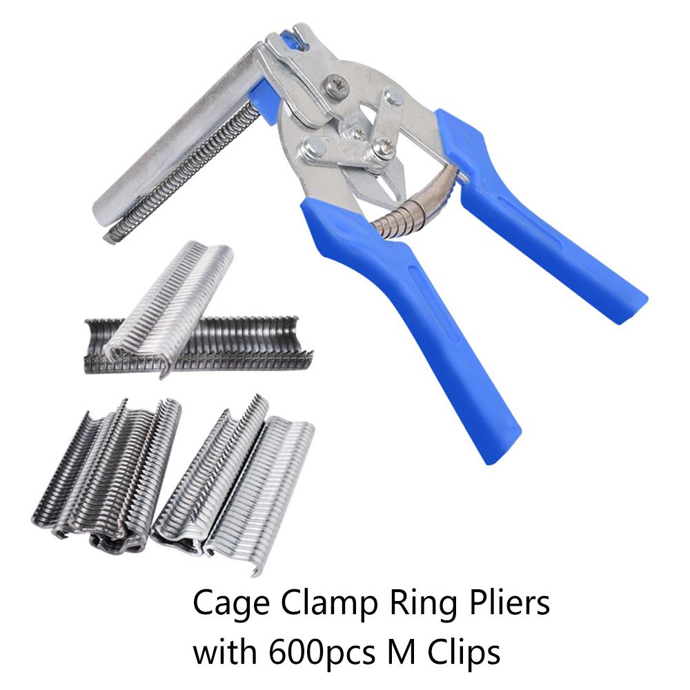 600 шт. С-образные скобы Степлер Клещи для колец-зажимов Сетка для куриц Клеточная проволока Забор Противоскользящая рукоятка Нержавеющая сталь Ручные инструменты