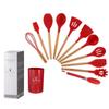 12-piece Set of Wooden Handle Silicone Kitchenware with Storage Bucket High Temperature Resistant Non-stick Spatula