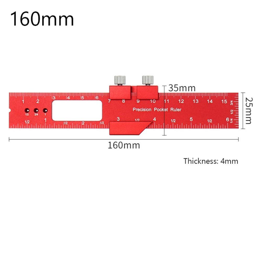 Aluminum Alloy Carpentry Marking Ruler High-Precision T-Type Measuring Tool Inch Metric Multi-function T-Type Scribing Ruler