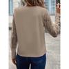 Весенне-осенний женский топ с круглым вырезом и длинными рукавами с кружевом