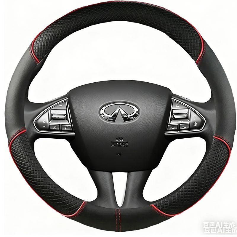 For Infiniti Q50 Q50L 2013-2017 QX50 2015-2017 Black Leather Braid Car Steering Wheel Cover