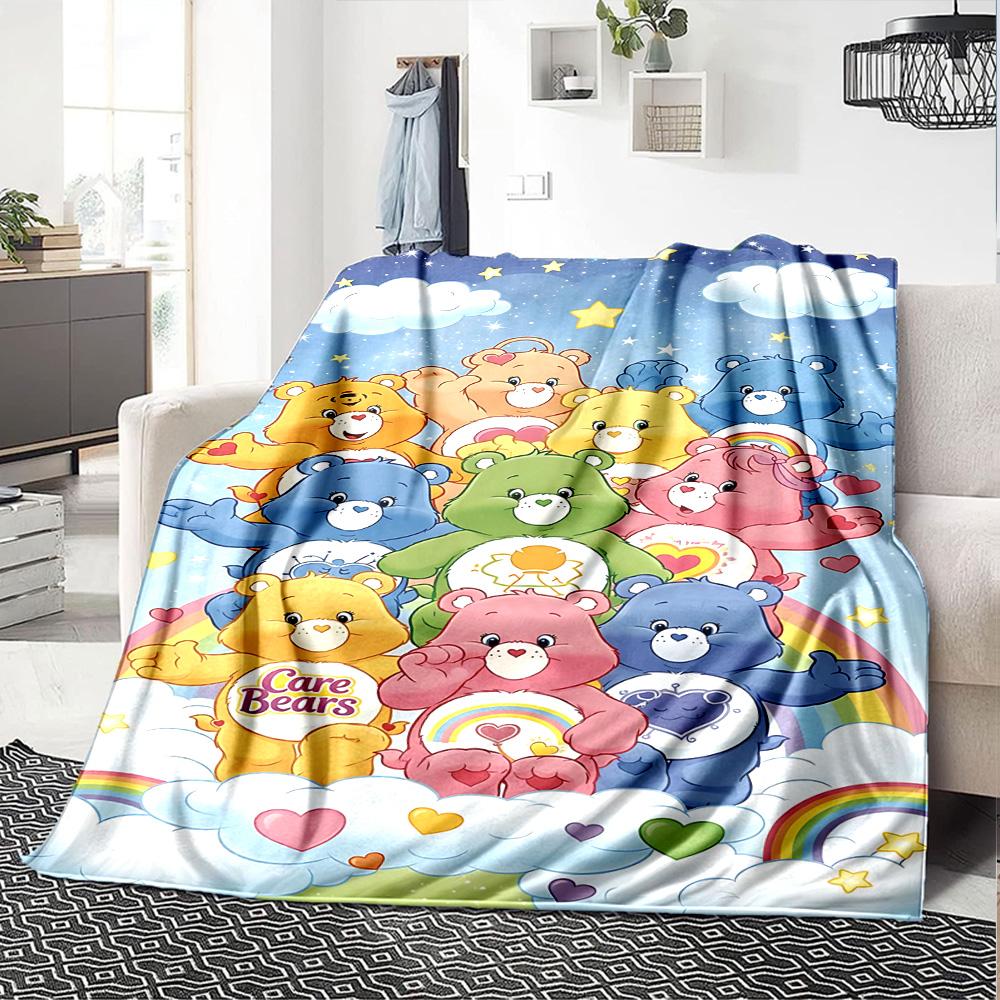 1pc Colorful Care Bears Collage flannel Blanket for Super Soft Cute Comfort Blanket for Travel Bedding Couch Sofa Blanket Y73036
