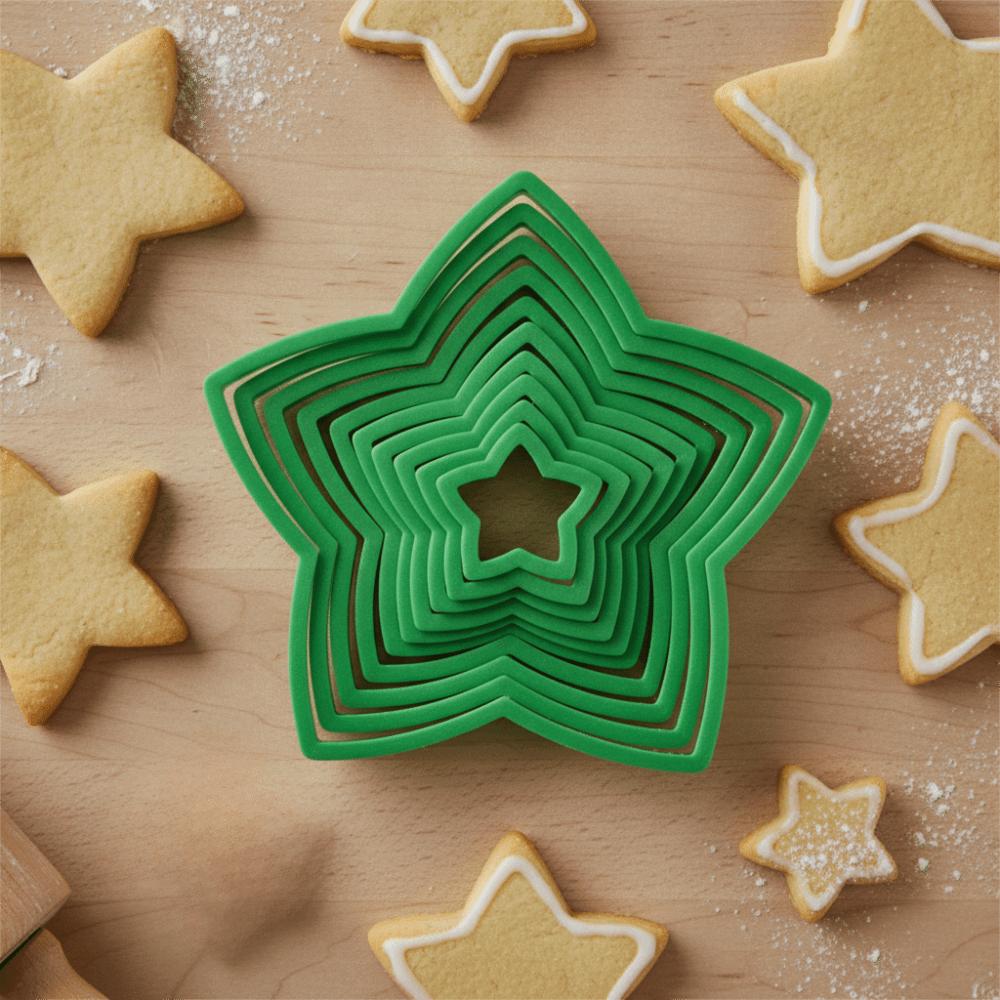 10 Piece Five-pointed Star Shaped Cookie Mold Plastic Fondant Biscuit Mold Bakery