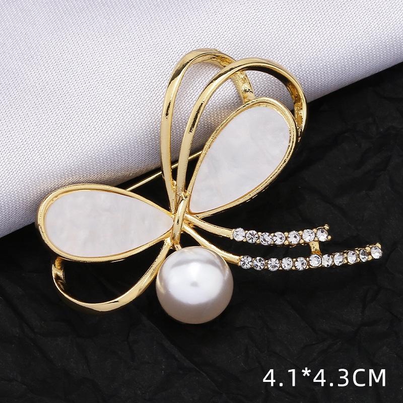 Модная брошь с бантом: Металлические украшения с жемчугом и стразами в виде цветка