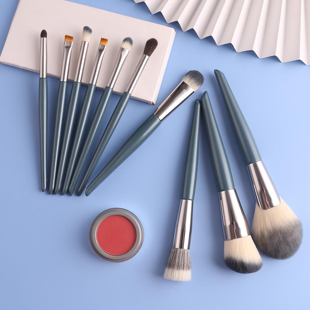 BEILI 10 шт. синий набор кистей для макияжа без логотипа, высококачественный консилер для бровей, пудра для контура лица, кисти для макияжа, синтетические волосы