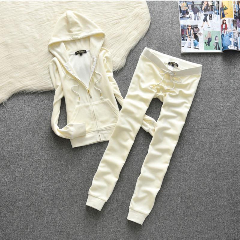 Европейский весенне-осенний спортивный костюм JC Fashion из золотого велюра для женщин с деталями из страз в виде букв