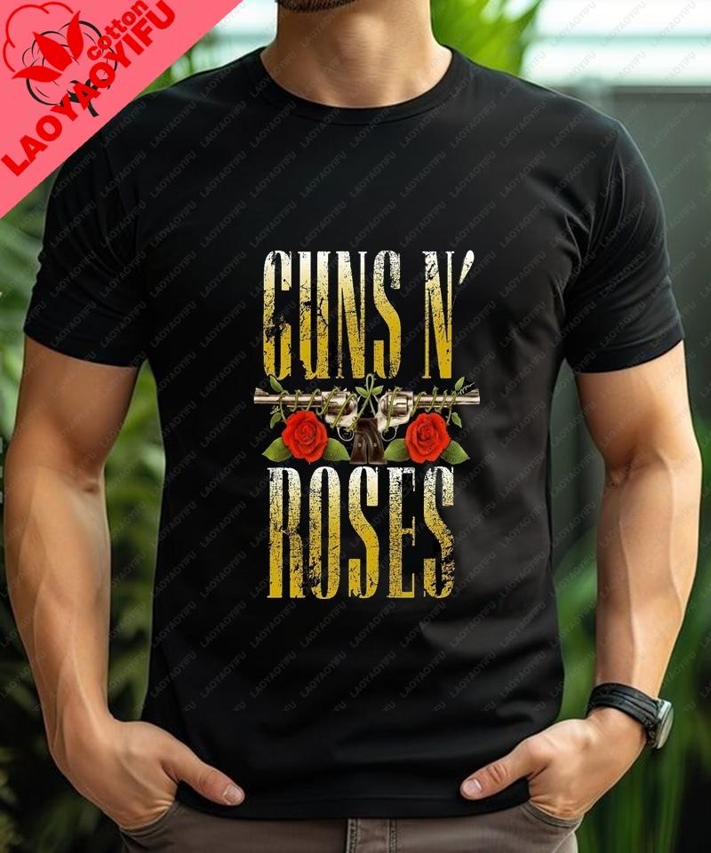 Guns N Roses Рок-группа Мода Ретро Свободные Футболки с коротким рукавом Летний Тренд Харадзюку Унисекс Футболки Оверсайз Футболки