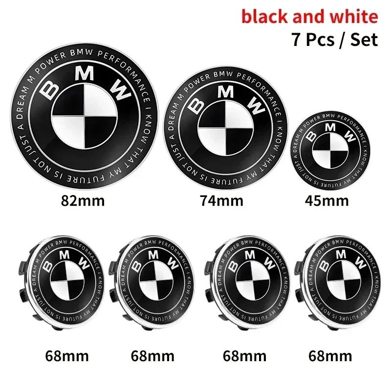 QMBR7 2025 Hots E60 7pcs 45mm 68mm 74mm 82mm Car Front Hood Emblem rear boot badge Steering wheel Logo for BMW M F30 G01 E36 E39 E87 E