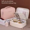 Косметичка со съемным отделением для кистей для макияжа, вместительная, с несколькими отделениями, водонепроницаемая застежка-молния, органайзер для косметики