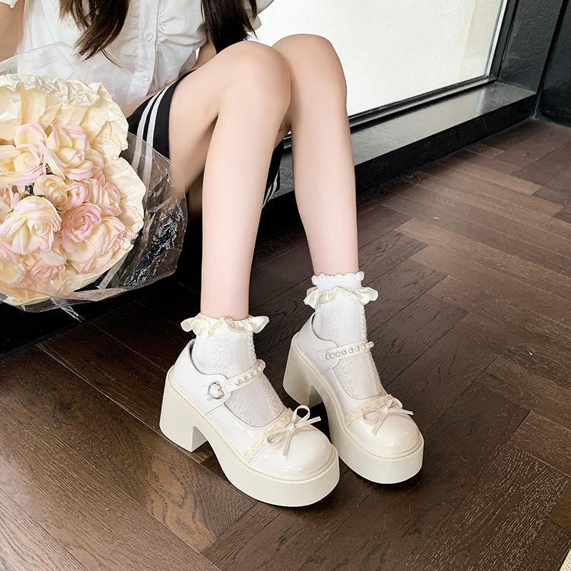 Skirt small fragrant wind thick sole with 2025 spring and summer new muffin Mary French Jane single shoes women's pearl jk small leather shoes