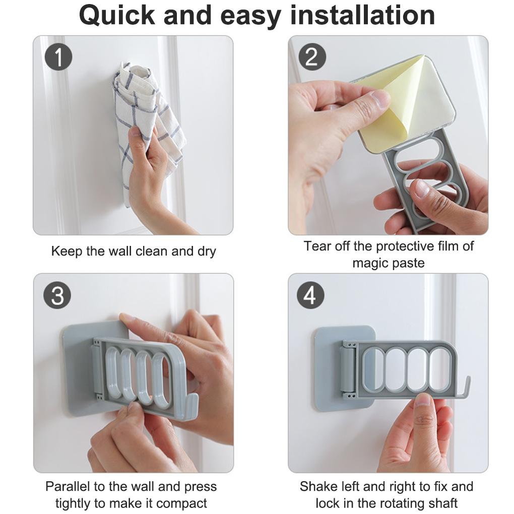 Настенная вешалка для полотенец, складная, 4 крючка, для домашнего хранения, вешалка для ванной комнаты, общежития