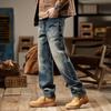 Мужские весенние потертые и состаренные широкие рабочие брюки со средней посадкой, прямые повседневные джинсы
