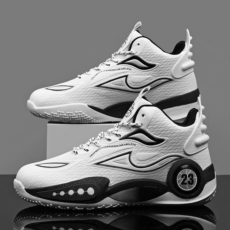 Высокие баскетбольные кроссовки для мужчин, учеников начальной и средней школы, спортивная обувь для бега с трением и звуком, фактические боевые кроссовки для баскетбола