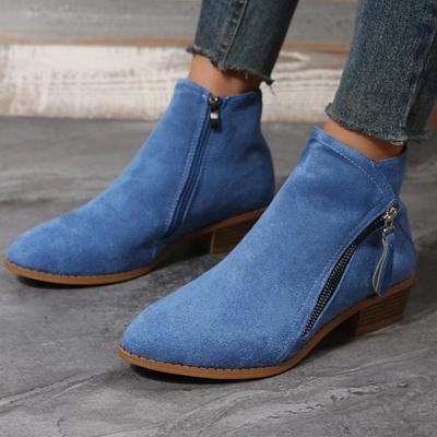 Европейские и американские внешнеторговые большие размеры замшевые ботинки Мартина на боковой молнии женские трансграничные на толстом каблуке с коротким голенищем тонкие ботильоны