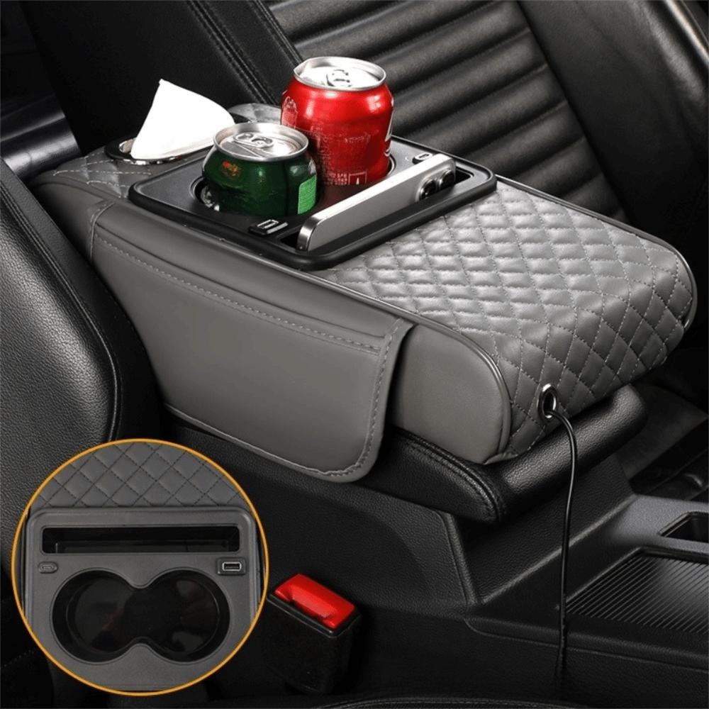 Portable Center Console Armrest Cushion PU Leather Car Armrest Pillow New Storage Box Universal