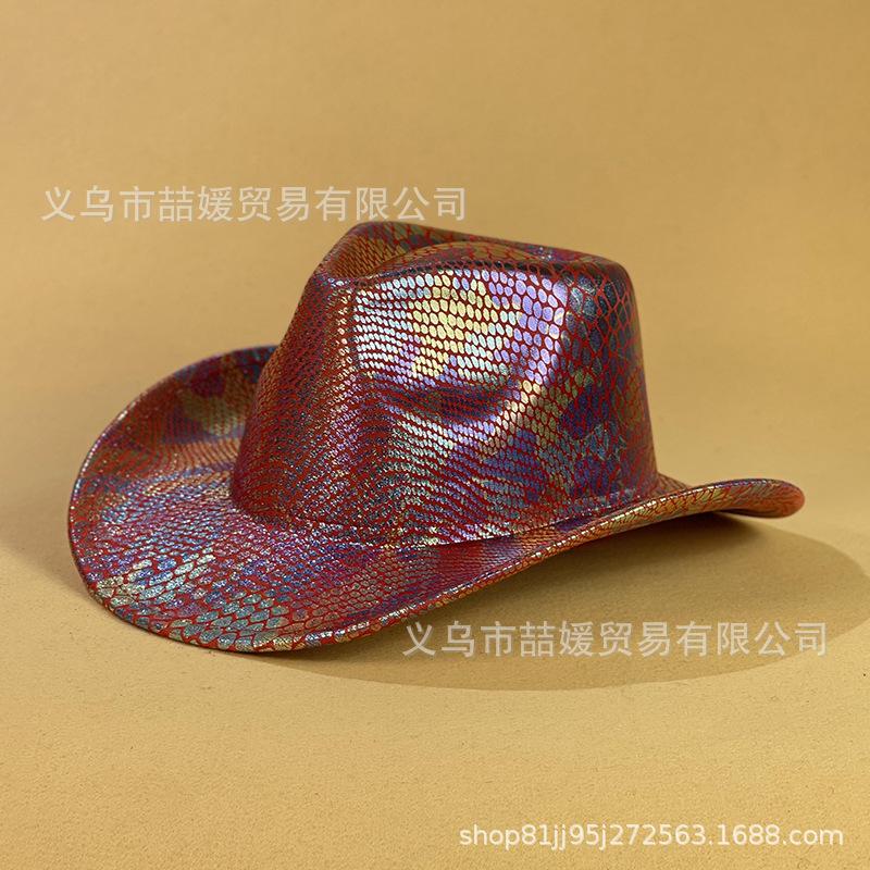 European and American men's and women's party bar stage performance top hat, new colorful sequined western cowboy hat