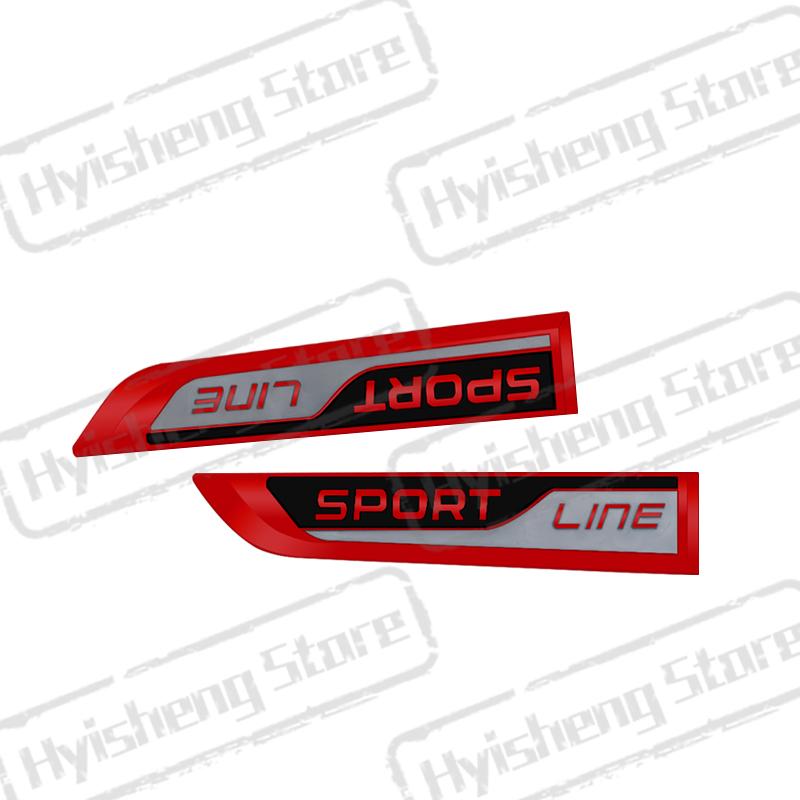 JBIW9 2PCS Metal Car Styling Sport Line Sticker Badge Car Body Side Emblem For Skoda Octavia Rapid Kodiaq Karoq Fabia Kamiq Superb
