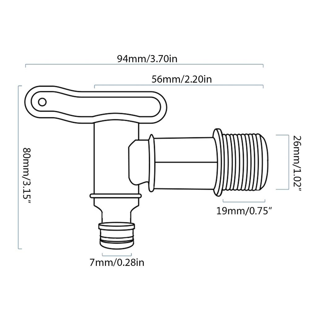 Water Butt Tap with IBC Tank Adapter Hose End Connector Snap Fit Water Butt Rain Barrel Tap 3/4" Thread Water Butt