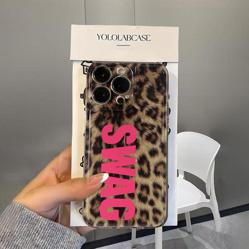 SWAG Чехол для телефона с леопардовым принтом для IPhone 17 Чехол IPhone 15 13 12 14 16 Pro Max Plus 17E 16E Air Мягкий силиконовый ударопрочный чехол