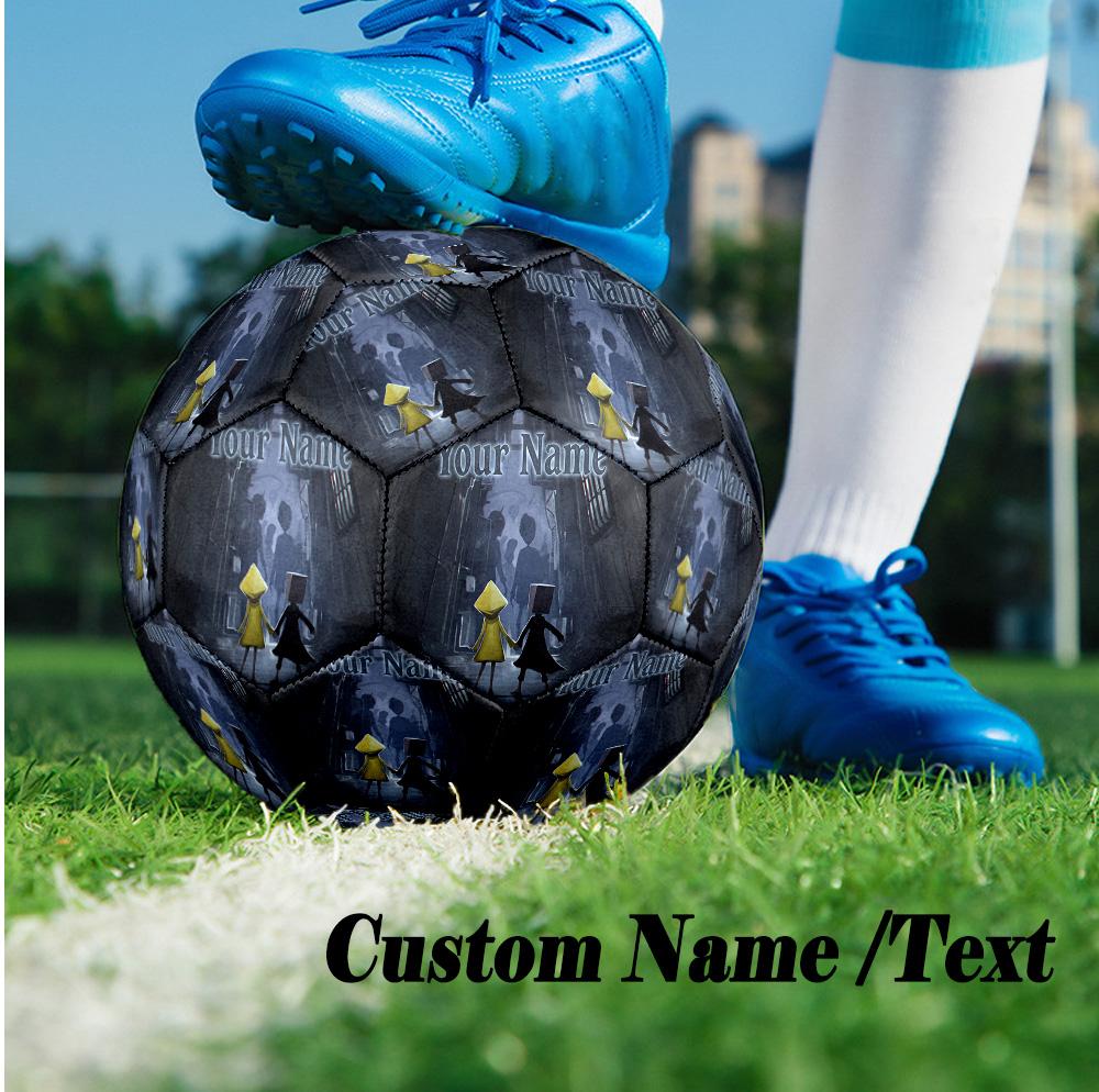 Custom Text Size 5 Soccer Ball, Standard Match Football For OutdoorLittle Nightmares Six Mono
