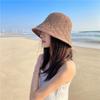 Korean-style hollow bucket hat, versatile for spring and summer, popular for outings, foldable, Japanese-style, large brim, sun protection, sunshade