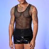 Men's Fashion Muscle Pullover Loose Hollow Eye-catching Mesh Shirt Casual Sexy Men's Vest
