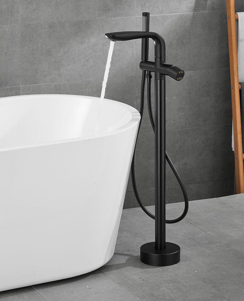 Tuqiu смеситель для ванны, набор для напольной ванны, смеситель для ванны с поворотом на 360 градусов и душевой лейкой, смеситель для ванны, душ, полностью из латуни