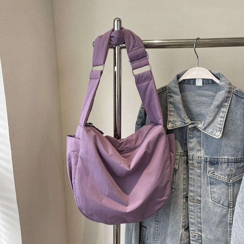 Commuter Light Casual Canvas Bag Women'S Large Capacity Solid Color Messenger Bag Women'S Versatile Niche Bag Dumpling Bag