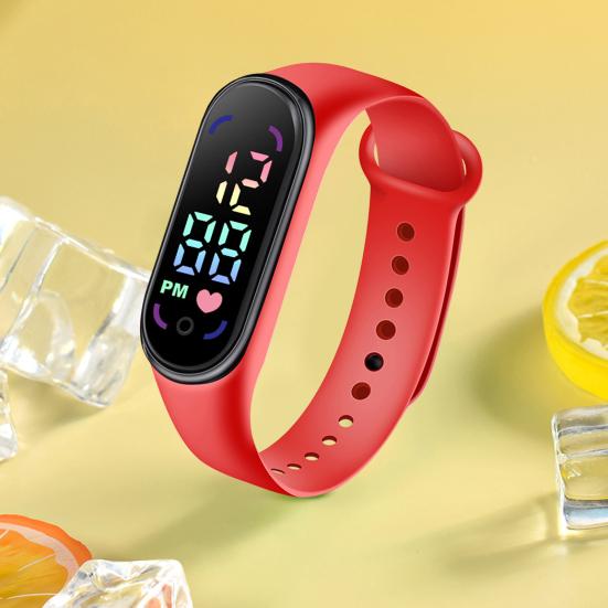 Студенческие детские электронные часы, модный водонепроницаемый спортивный браслет со светодиодным дисплеем, закругленный циферблат, регулируемый силиконовый ремешок, цифровые детские часы