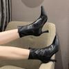 Женские сапоги на высоком каблуке, осенне-зимние новые модные ботильоны, шпильки с острым носком, короткие сапоги с эластичной молнией, Botas De Mujer