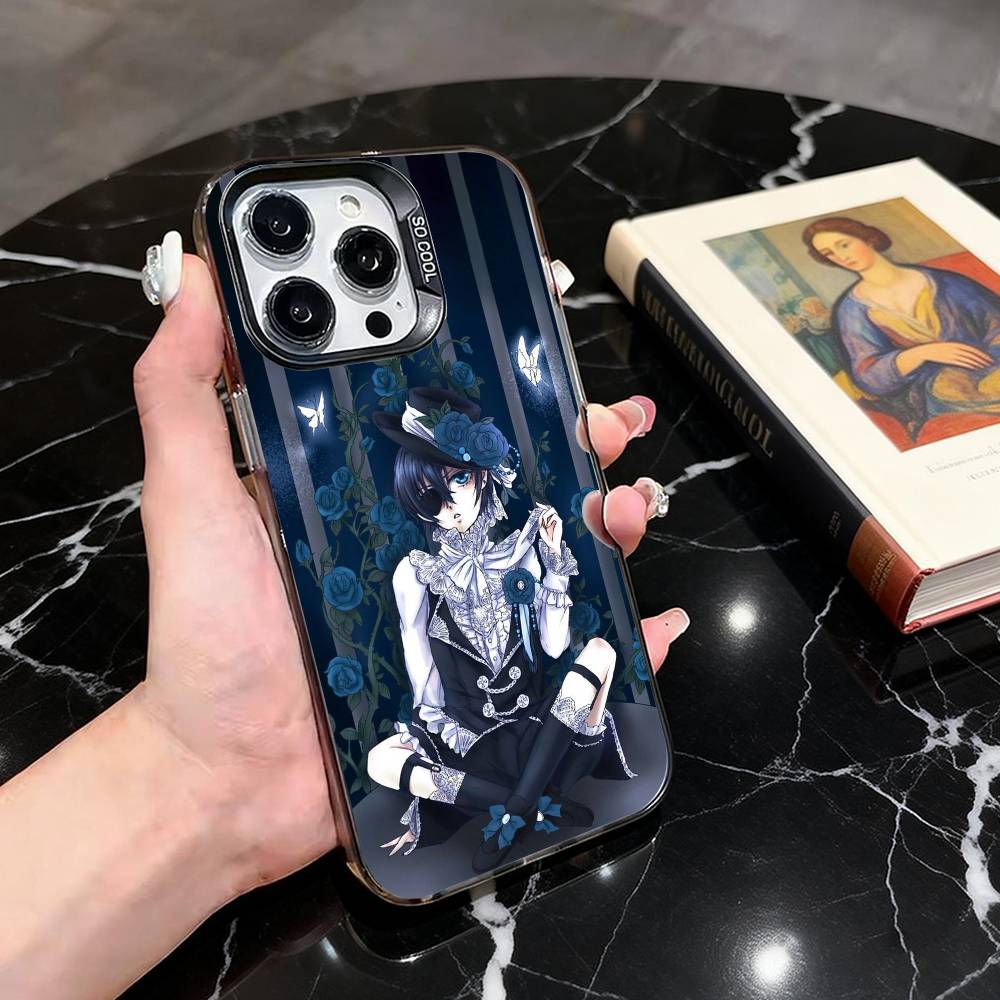 Черный C-Ciel P-Phantomhive Чехол для телефона дворецкого Для iPhone 17,16,15,14,13,12,11 Plus,Pro Max,XS,Разноцветный Серебристо-черный Чехол
