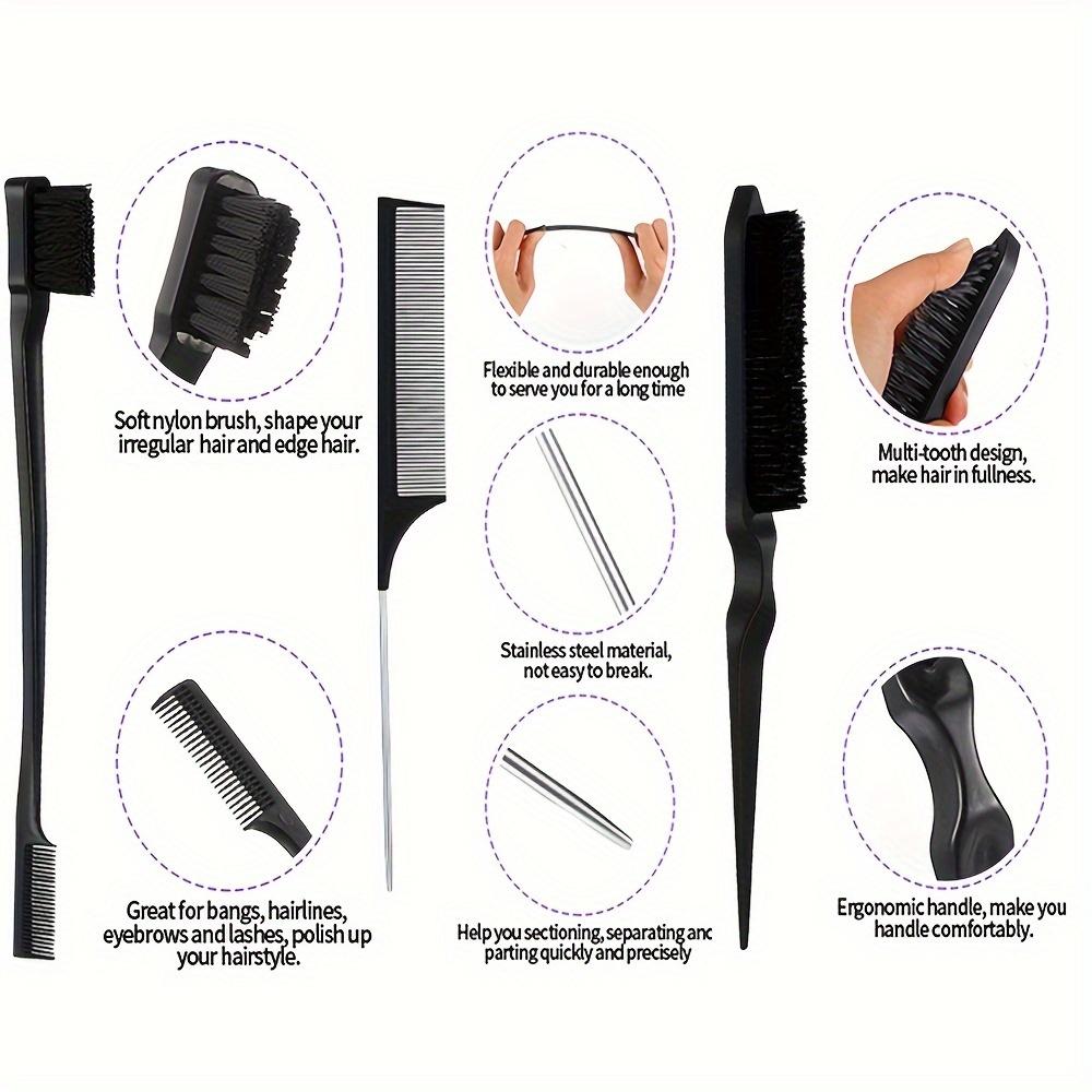 3 шт./компл. Набор щеток для волос, щетка для укладки краев и расческа для контроля краев парика и детской щетки для волос, двухсторонняя щетка для волос, гладкая расческа