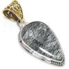 Natural Black Rutile Gemstone 925 Solid Sterling Silver Gift Pendant 1.75" L0L65