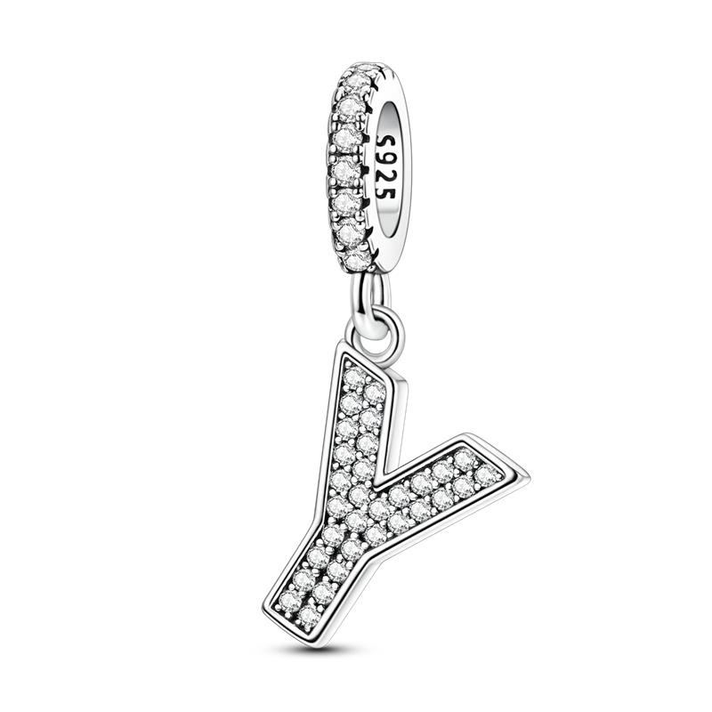 Оригинальные подвески-шармы с буквами алфавита от A до Z, медные, инкрустированные цирконом, подвески с любовными письмами, ювелирное украшение в подарок, подходят для браслета-бенгла