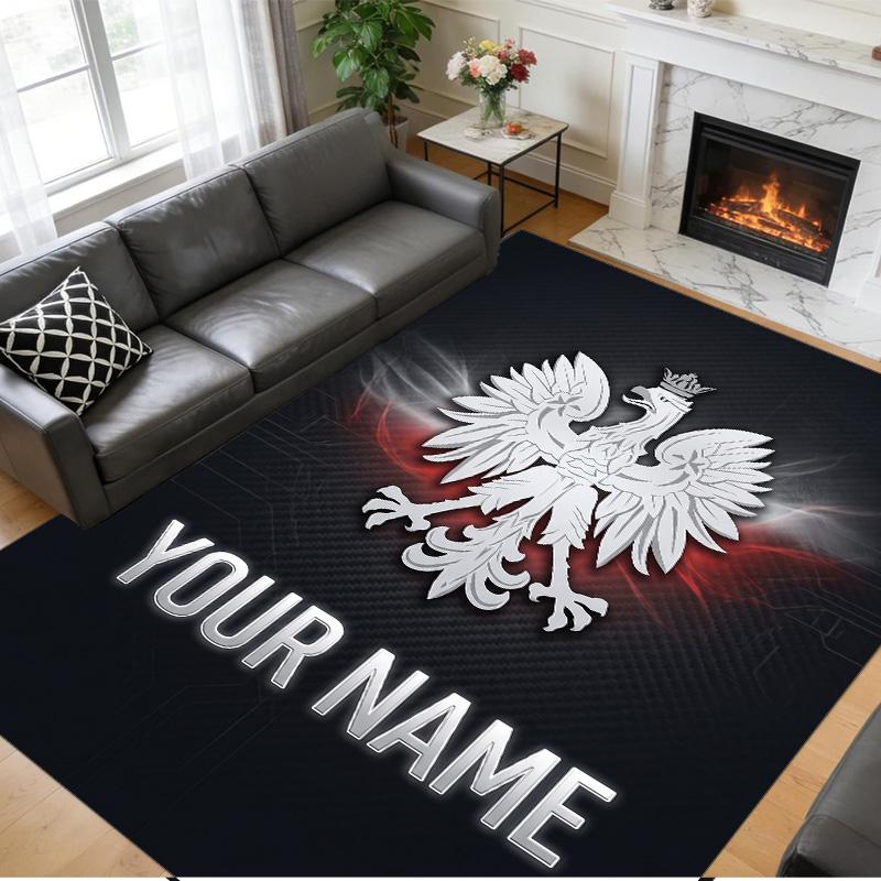 Crystal Velvet Rug Custom Name Text, Soft Non Slip Floor Mat Home DecorPoland