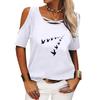 Women Fashion Round Neck Tee Shirt Summer Off Shoulder Top Casual Print Short Sleeve T-shirt
