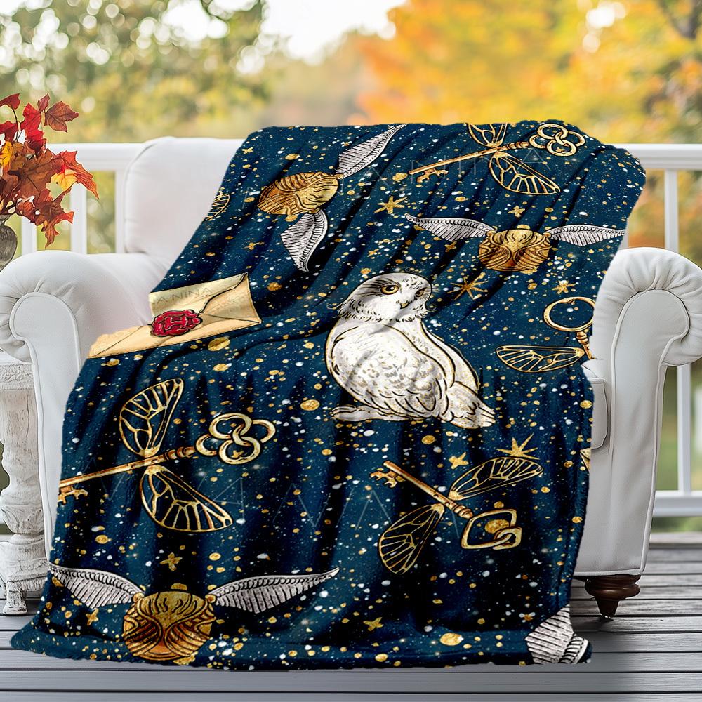 1 шт. сова золотой снитч конверт Уличный фланелевый плед Всесезонный мягкий теплый, Декор для дома 1031211