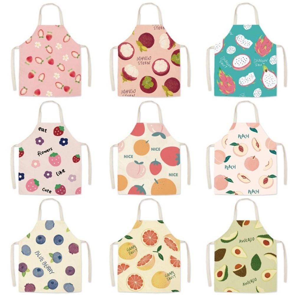 Strawberry Peach Halter Neck Apron Fruit Pattern Household Apron New Children Apron Home Use