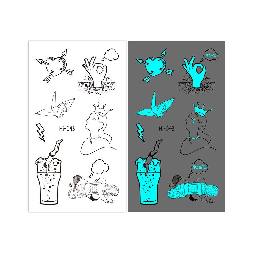 Star Feather Men Women Tattoo Sticker Blue Luminous Fake Tattoo Temporary Tattoos Body Art