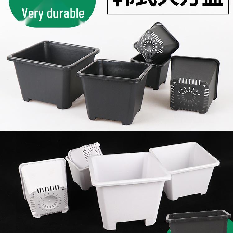 Утолщенный черно-белый квадратный горшок для бонсай и суккулентов