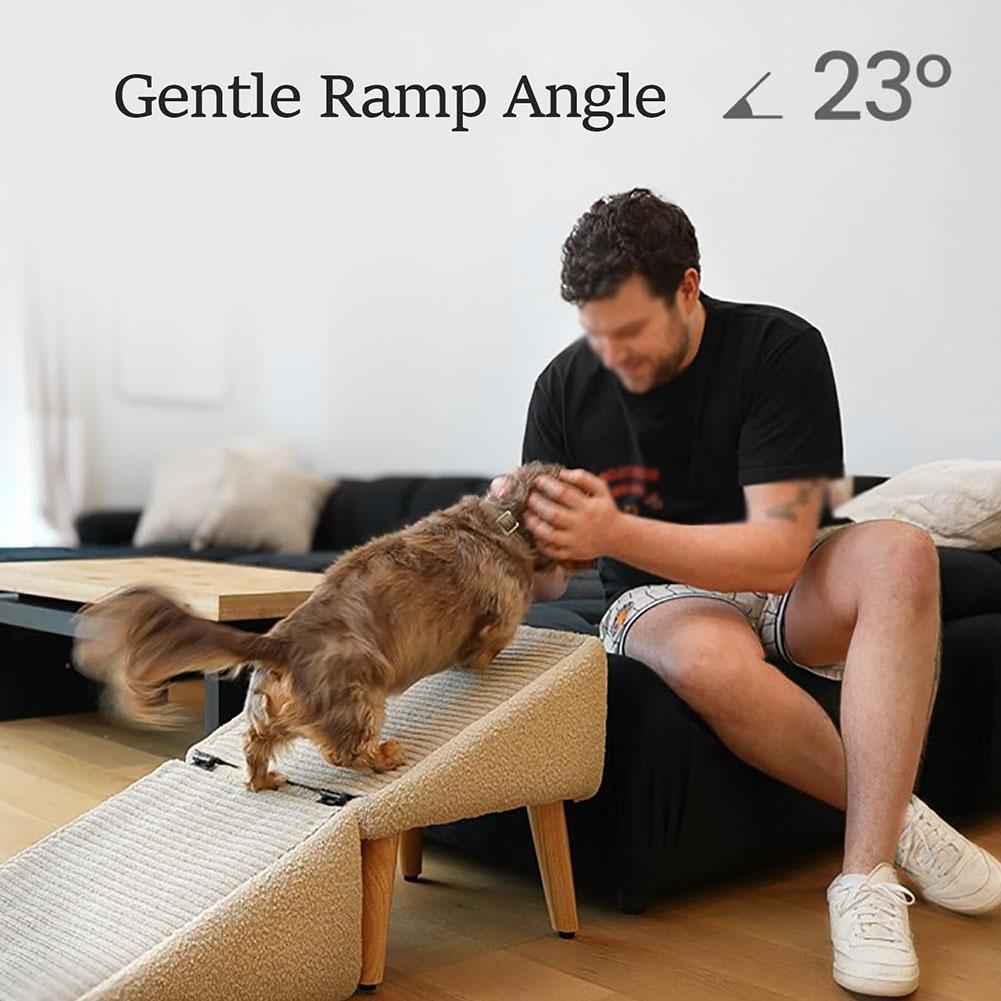 Складная рампа для собак со стулом-подставкой для ног, нескользящая лестница для питомцев, высота 13,8 дюйма, большая ступенька для питомца для доступа к кровати и дивану