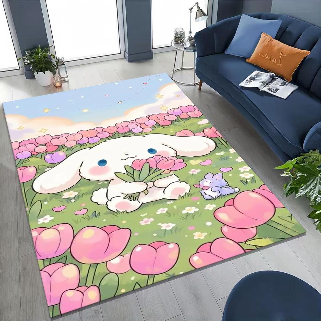 2026 New Cute Cinnamoroll Pompompurin Sanrio Cartoon Rug for Bedroom Living Room Sofa Home Doormat Decor, Kid Non-slip Floor Mat