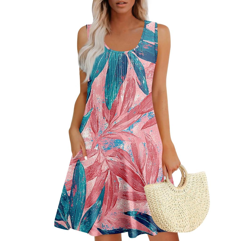 Женский повседневный сарафан с карманами, летнее пляжное платье в стиле бохо, праздничное платье для женщин, платья-майки