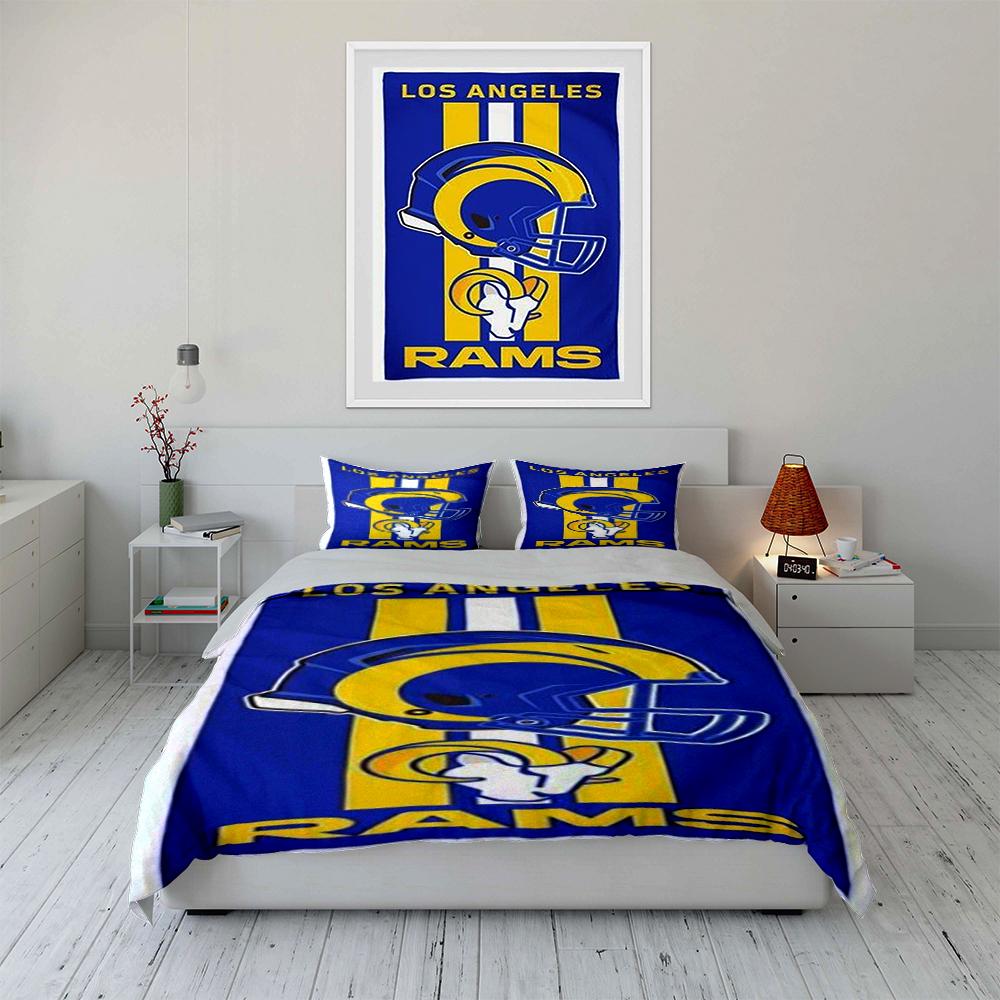 Los Angeles Rams Logo Blue and Yellow Bedding Set (1 duvet cover, 2 pillowcases, duvet not included) sofas