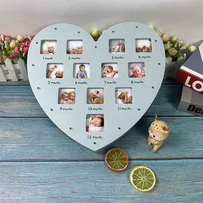 Креативная детская фоторамка «сделай сам», фотографии, сувениры, памятная памятная фотография в форме сердца в форме сердца для детей 0-12 месяцев, подарок на рост ребенка, может излучать
